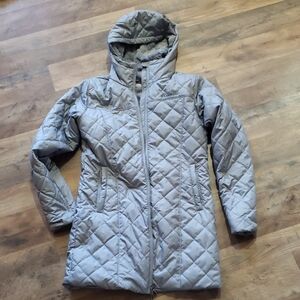Women's Faux Fur Lined Gray Quilted Puffer Jacket